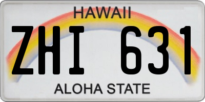HI license plate ZHI631