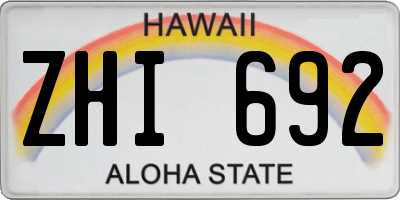 HI license plate ZHI692