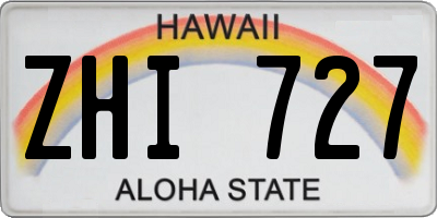 HI license plate ZHI727