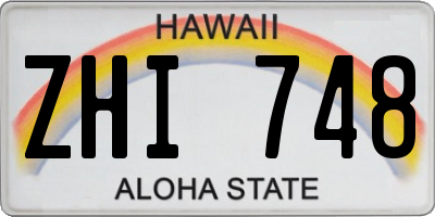 HI license plate ZHI748