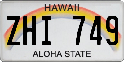 HI license plate ZHI749