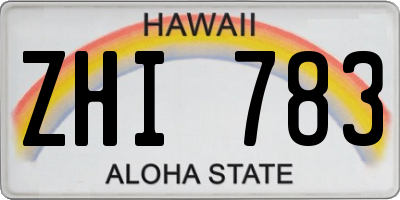 HI license plate ZHI783
