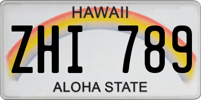 HI license plate ZHI789