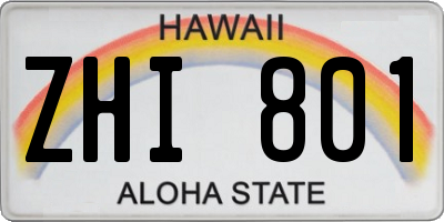 HI license plate ZHI801