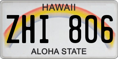 HI license plate ZHI806
