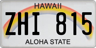 HI license plate ZHI815