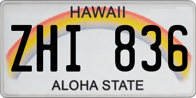 HI license plate ZHI836