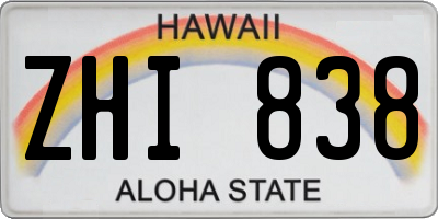 HI license plate ZHI838