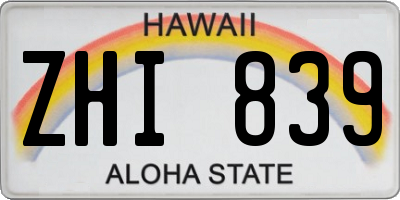 HI license plate ZHI839