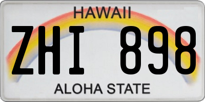 HI license plate ZHI898