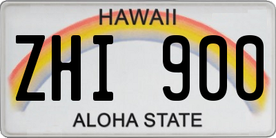 HI license plate ZHI900
