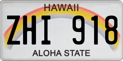 HI license plate ZHI918
