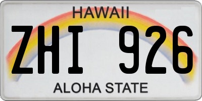 HI license plate ZHI926