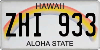 HI license plate ZHI933