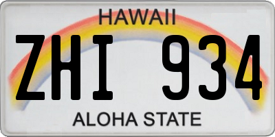 HI license plate ZHI934