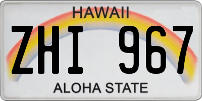 HI license plate ZHI967