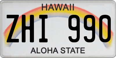 HI license plate ZHI990
