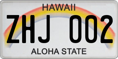 HI license plate ZHJ002