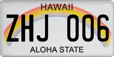 HI license plate ZHJ006