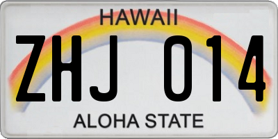 HI license plate ZHJ014