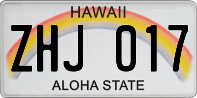 HI license plate ZHJ017