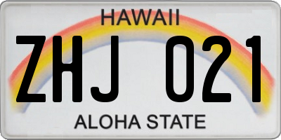 HI license plate ZHJ021