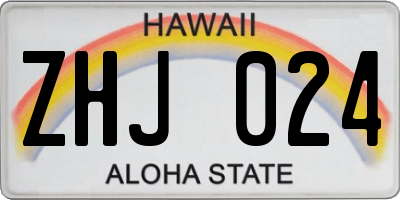 HI license plate ZHJ024