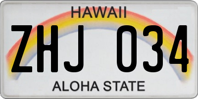 HI license plate ZHJ034
