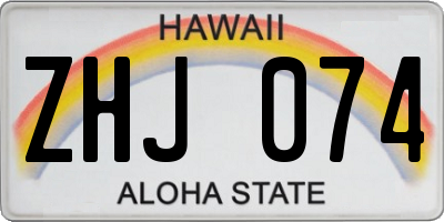 HI license plate ZHJ074