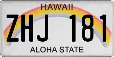HI license plate ZHJ181