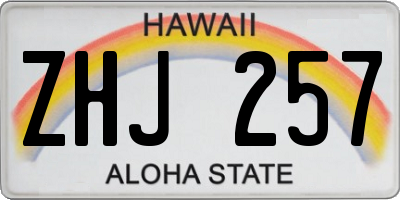HI license plate ZHJ257