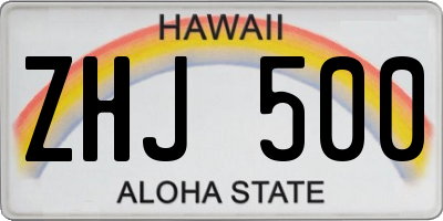 HI license plate ZHJ500