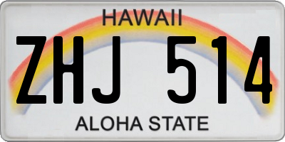 HI license plate ZHJ514