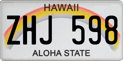 HI license plate ZHJ598
