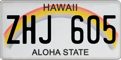 HI license plate ZHJ605