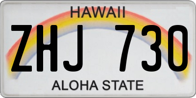 HI license plate ZHJ730