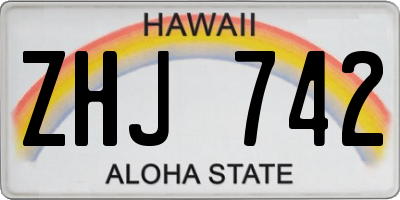 HI license plate ZHJ742