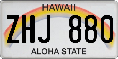 HI license plate ZHJ880