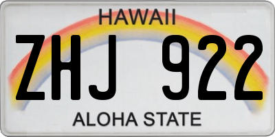 HI license plate ZHJ922