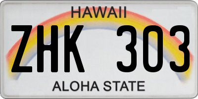 HI license plate ZHK303