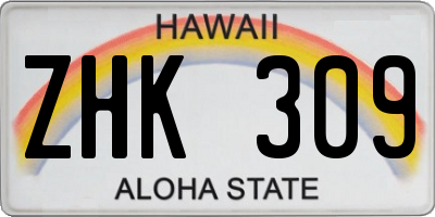HI license plate ZHK309