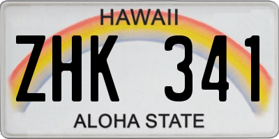 HI license plate ZHK341