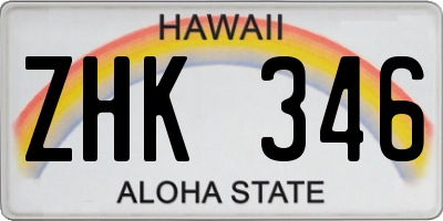 HI license plate ZHK346