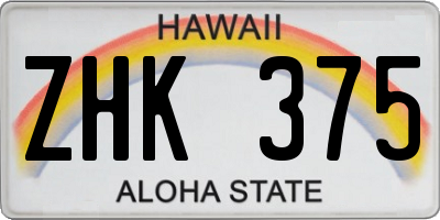 HI license plate ZHK375