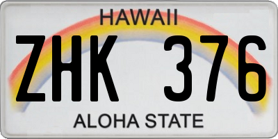 HI license plate ZHK376