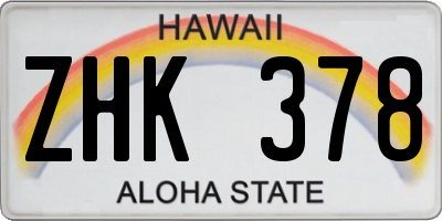 HI license plate ZHK378