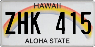 HI license plate ZHK415
