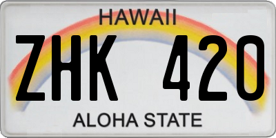 HI license plate ZHK420
