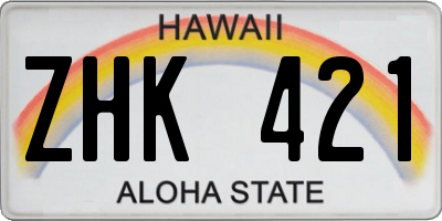 HI license plate ZHK421