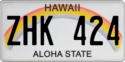 HI license plate ZHK424